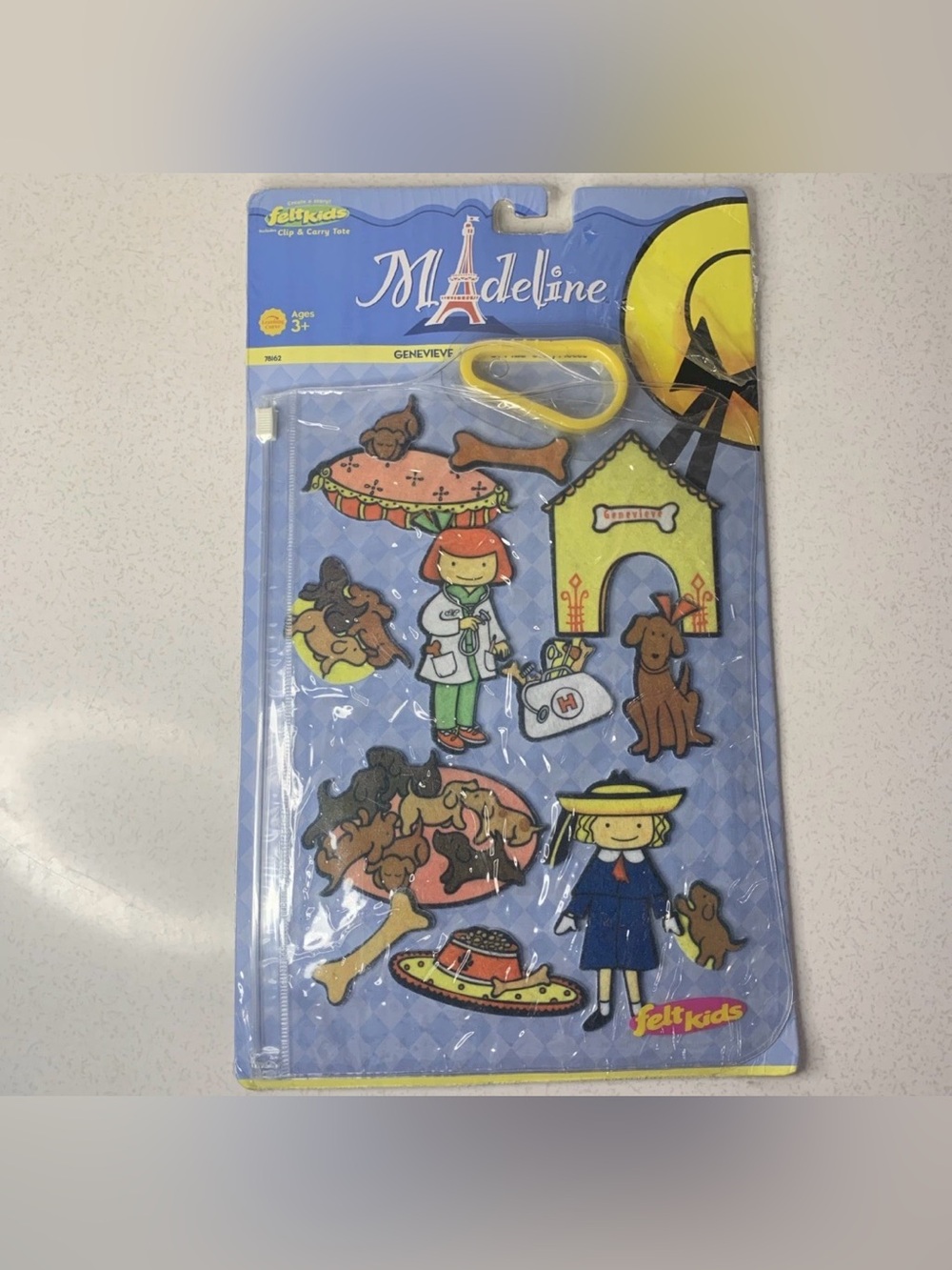 Madeline Felt Kids Clip & Carry Tote Included 2003 Vintage Genevieve And Puppies